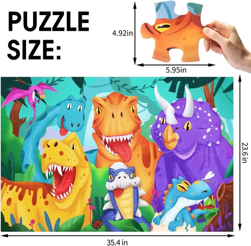 Vista 4 de Rompecabezas de suelo jumbo para niños, rompecabezas subacuáticos, de animales, de 48 piezas, de 3 a 6 años, para niños pequeños, aprendizaje