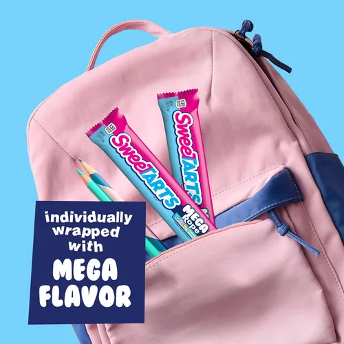 Vista 6 de SweeTARTS Mega Filled Ropes Candy, Twisted Rainbow Punch, Dulce y Ácido, 1.32 oz (Paquete de 24)