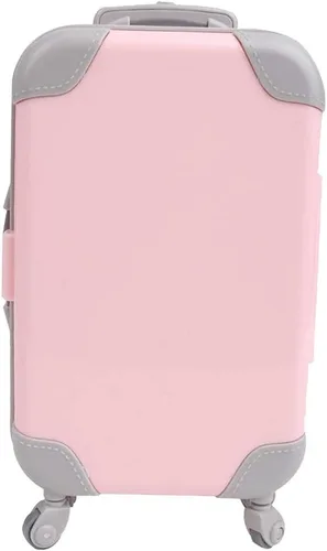 Vista 3 de Bonita maleta para muñeca con mango ajustable y ruedas, mini estuche de viaje para muñecas, accesorio de juego de muñecas para muñecas de 18