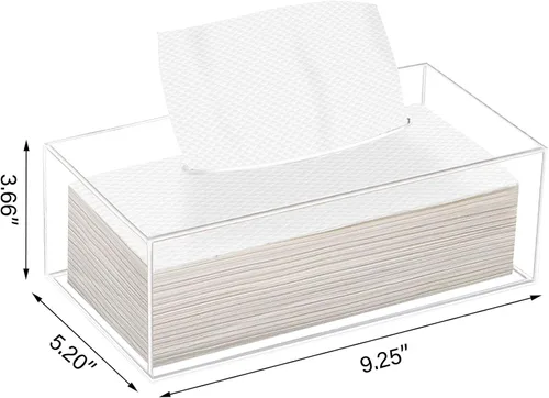 Vista 2 de Soporte para caja de pañuelos de acrílico transparente, dispensador rectangular para baño, tocador de dormitorio, encimera, escritorio