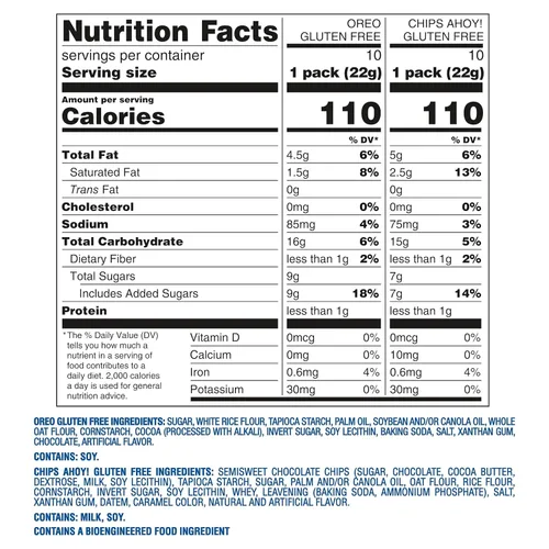 Vista 6 de OREO Galletas de sándwich de chocolate y chips AHOY! Galletas con chispas de chocolate sin gluten, paquete variado, 20 paquetes de aperitivos