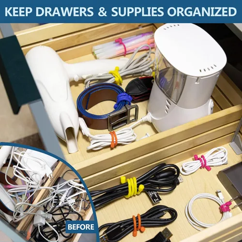 Vista 4 de 12 bridas de silicona reutilizables de 4, 6, 12 pulgadas, correas de sujeción de silicona reutilizables con núcleo de acero para agrupar