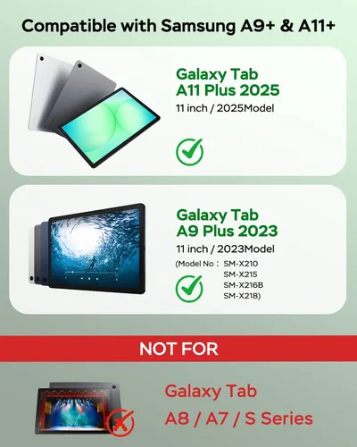 Vista 2 de Funda para Samsung Galaxy Tab A9/A11 Plus con teclado, para A9+ 2023/A11+ 2025 11 pulgadas, funda para tableta con teclado inalámbrico desmontable