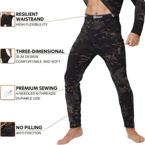 Vista 3 de CL convallaria Conjunto de ropa interior térmica para hombre, equipo de caza de invierno, capa base deportiva, parte inferior XS-4XL