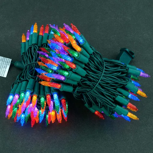 Vista 3 de YULETIME Luces LED de Navidad facetadas multicolor, 200 unidades, 50 pies, paquete de 2 hebras de 25 pies, 100 luces con certificación UL, grado