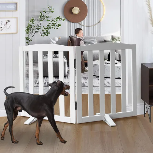 Vista 9 de Puerta Independiente para Perros para Interiores, Puerta para Perros Plegable, Puertas para Mascotas para Entradas, Escaleras o Pasillos, Puerta