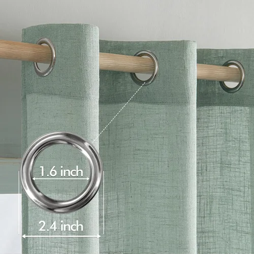 Vista 2 de MIULEE Cortinas de Lino Aqua de 72 Pulgadas de Largo para Dormitorio y Sala de Estar, Cortinas de Ventana con Textura de Lino Suave y Grueso, Semi