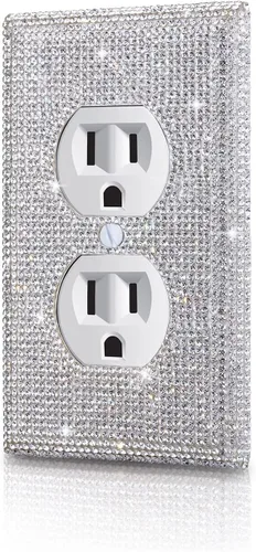 Vista 33 de Gaocai 1 pieza Placas de pared con diamantes de imitación brillantes Cubierta de interruptor de luz Placa decorativa de pared con palanca única