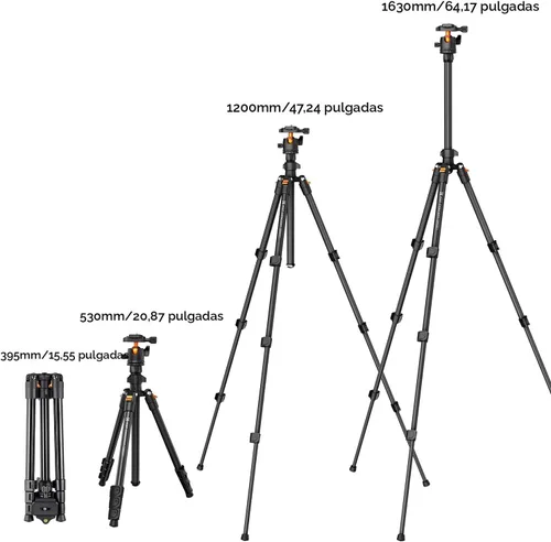 Vista 6 de K&F CONCEPT 64 pulgadas/163 cm Trípode de cámara, Trípode ligero de viaje al aire libre para DSLR con cabeza de bola de 360 grados, capacidad