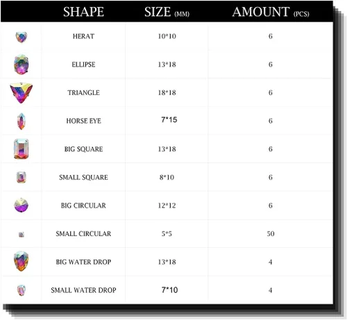 Vista 5 de TANOSII 100 diamantes de imitación para coser con formas mixtas, gemas de cristal para coser en gemas de cristal, parte trasera plana con garra