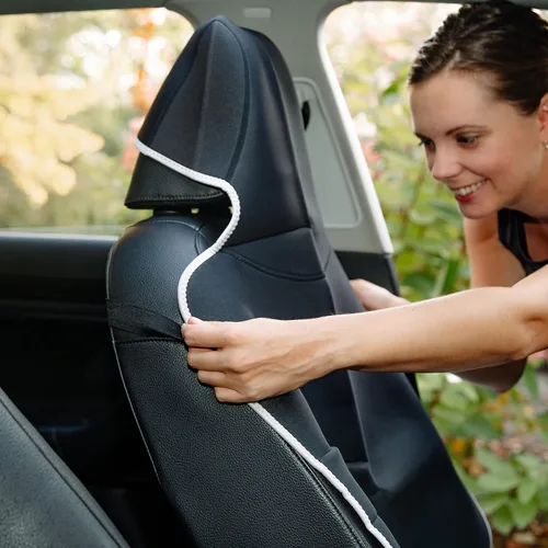Vista 4 de Gorla Gear - Paquete de 2 fundas de asiento de automóvil, de neopreno, antideslizantes, de alta calidad, ajuste universal, impermeable, resistente a