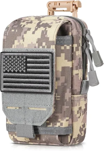 Bolsa Táctica Molle Pequeña con Funda para Celular, Organizador de Gadgets EDC para Cintura