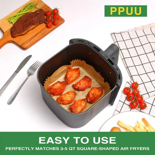 Vista 6 de Forros desechables para freidora de aire, papel pergamino para freidora de aire de 6.5 pulgadas, compatible con COSORI/Chefmen/InstantPot 3-5QT