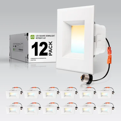 Vista 13 de ASD Iluminación LED empotrable cuadrada blanca de 4 pulgadas retrofit - 9W 709LM 2700/3000/3500/4000/5000K regulable seleccionable LED Downlight