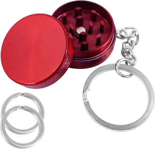 Vista 7 de Mini Metal Spice Grinder 1.18 inch, with 25mm Diameter Metal Key Chain Rings*2, Cute Key Chain for Men and Women