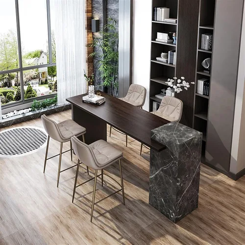 Vista 6 de Tall Bar Stools Bar Chair Modern Minimalist Metal High Stool Home Double Cushion Back Chair Home Restaurant Kitchen Bar Table Chair Barstools