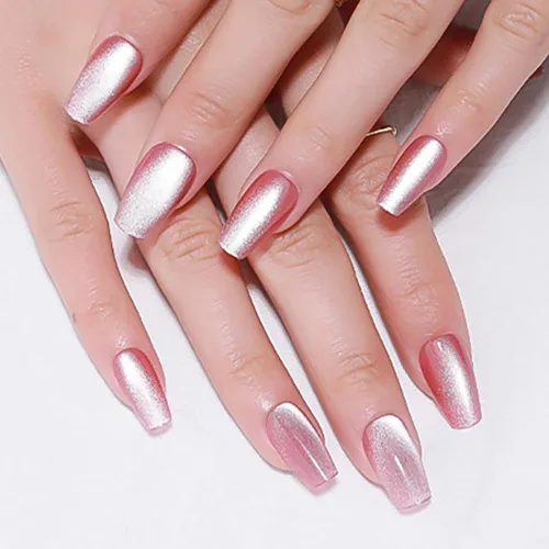 Vista 28 de evpct-Uñas postizas de gel a presión estilo bailarina y ojo de gato; cuadradas y medianas, con pegamento, reutilizables, suaves, acrílicas