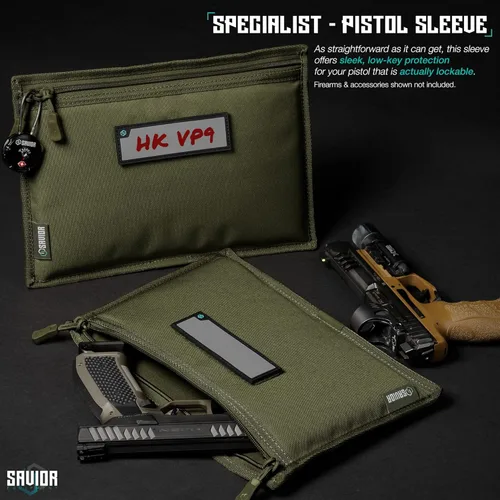 Vista 13 de Savior Equipment Funda táctica 600D para arma de fuego, funda suave con parche reflectante para bolsa de gama Specialist Series, cremalleras