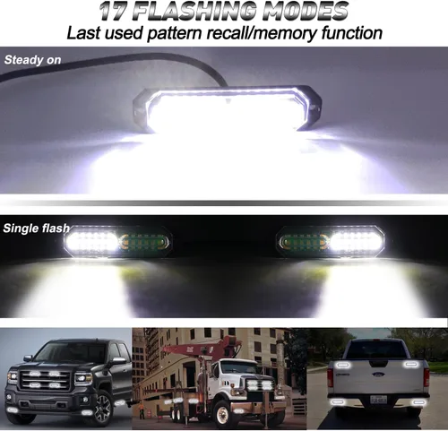 Vista 6 de ASPL 8 luces estroboscópicas intermitentes de montaje en superficie ultra delgadas de 12 LED para camión, automóvil, vehículo, LED, mini rejilla