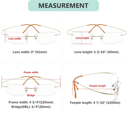 Vista 2 de Eyekepper Gafas de lectura sin montura de titanio para hombre y mujer, oro +0.00