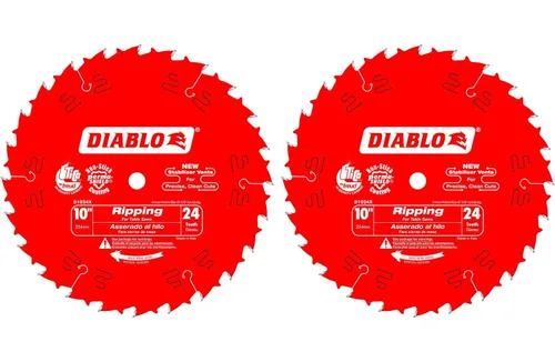 Freud D1024X Diablo - Hoja de sierra de rasgado ATB de 10 pulgadas y 24 dientes de 5/8 pulgadas y revestimiento PermaShield (paquete de 2)