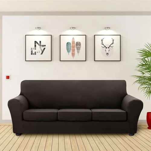 Vista 2 de hyha Fundas elásticas para sofá de 4 piezas, fundas suaves para sofá de 3 cojines, protector de muebles lavable, funda de sofá para sala de estar