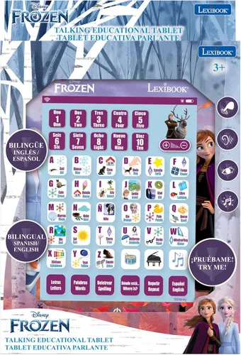 Vista 3 de LEXiBOOK Disney Frozen, Tablet Educativa de Aprendizaje Bilingüe, Aprende Letras, Números, Palabras, Ortografía y Música, Idiomas Inglés/Español