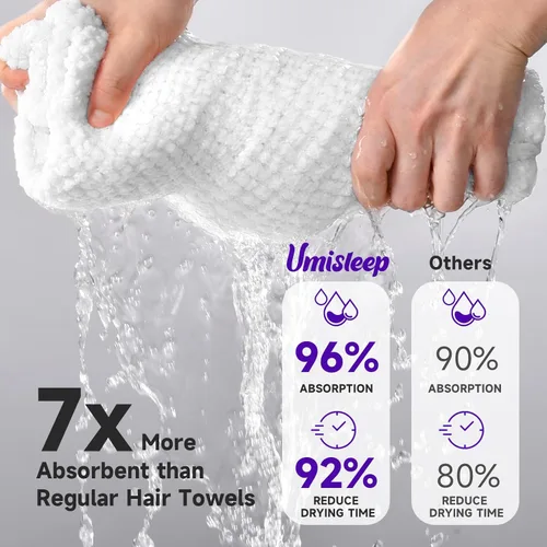 Vista 7 de Umisleep Toalla de pelo extra grande de microfibra para mujer, cabello largo, rizado y grueso, toalla de pelo súper suave antiencrespamiento