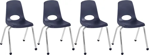 Vista 18 de FDP - Silla escolar apilable de 14 pulgadas, asiento apilable para estudiantes con patas de acero cromado y deslizadores giratorios de nailon