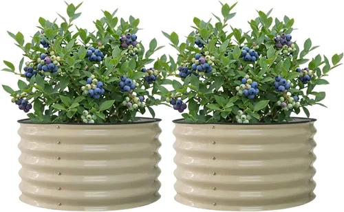 Vista 11 de Cama de jardín elevada para hierbas de 17 pulgadas de alto para albahaca, lavanda, salvia; jardinera redonda para frutas y tomates de 24 pulgadas