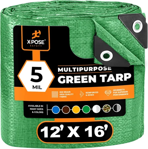 Vista 82 de Xpose Safety - Lona de polietileno ligera azul – Funda protectora multiusos, paño de goteo – duradero, impermeable, resistente a la intemperie