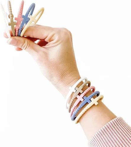 Vista 3 de Ryan & Rose Pulseras Jesús - Pulsera de silicona cruzada