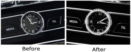 Vista 3 de iJDMTOY Cristal plateado cromado interior tablero analógico decoración anillo embellecedor compatible con Mercedes W205 Clase C W213 Clase E X205