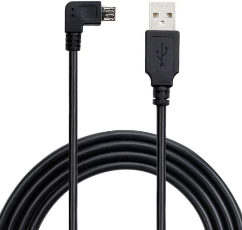 Vista 3 de Cable de alimentación USB 2.0 A a Micro B, cable de alimentación USB de 90 grados, ángulo izquierdo con 5 clips de cableado para Garmin Dash Cam 55