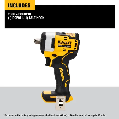 Vista 4 de Dewalt DCB205-2CK Juego básico de batería de 20 voltios máximo, con 2 baterías, 5.0 Ah, DCF911B, 1/2 pulgadas, llave de impacto con mordaza de anillo