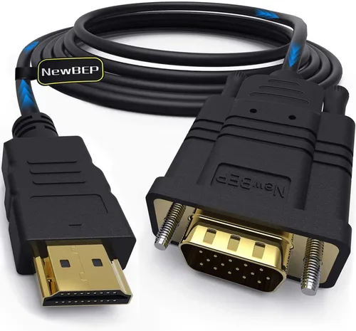 Vista 9 de NewBEP Cable HDMI a VGA, adaptador HDMI macho a VGA macho de 1080P chapado en oro 1080P convertidor de video activo compatible con computadora