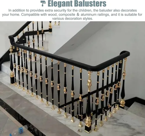Vista 6 de CMYUN Husillos de balaustre de estilo europeo cuadrado, paquete de 1/2/5/10 balaustres rústicos para interiores de escaleras, barandillas