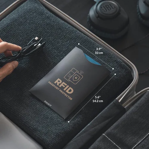 Vista 5 de VULKIT RFID Blocking Sleeves 4 Passport Holders, Anti-Theft RFID Blocker Sets Travel Essentials Fits Bags & Purses