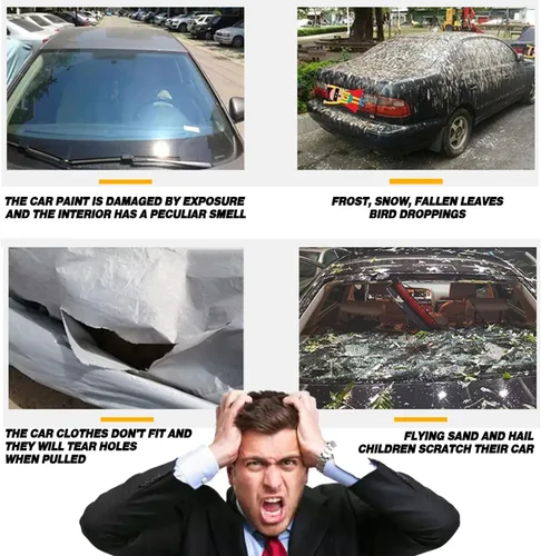 Vista 3 de 6 capas de transporte pesado para exteriores, cubierta completa para automóvil, diseño de cremallera rígida, impermeable, para todo tipo de clima