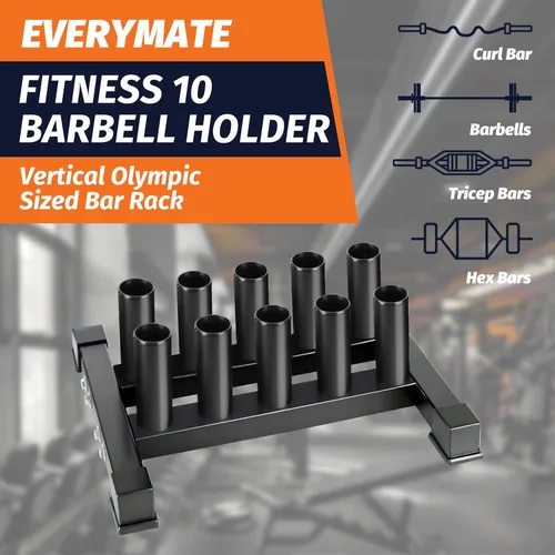Vista 6 de EVERYMATE Vertical Barbell Rack - Heavy-Duty Steel Organizer, Barbell Holder Floor Stand, Fits 2" Olympic Bars with Scratch-Resistant Inserts
