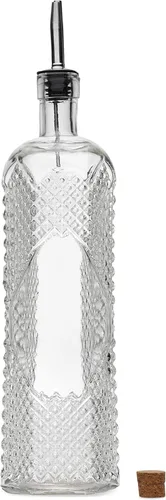 Vista 5 de BULK PARADISE Botella de vidrio decorativa transparente grande con boquilla y corcho, 32 onzas, 1 botella - Diseño: COGNAC (3 x 11.9 pulgadas)