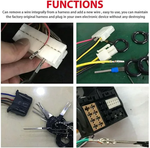 Vista 4 de Kit de herramientas de extracción de terminales, 78 piezas de conector de alambre para extracción de terminales de ordenador, arnés de cables