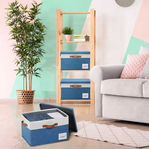 Vista 61 de GhvyenntteS Contenedores de almacenamiento extra grandes con tapas, cajas de almacenamiento plegables de tela con tapas y asas, cestas