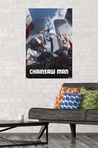 Vista 2 de Trends International Chainsaw Man - Póster de pared de arte clave, 34 pulgadas de largo x 22.4 W, versión sin marco