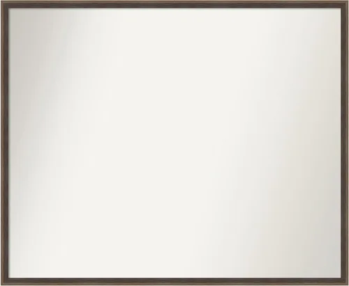 Vista 57 de Amanti Art Brown Bathroom Mirror for Over Sink, 27x33 Custom Made Hardwood Wedge Mocha Rectangle Vanity Mirror, Large Modern Wood Frame, Hangs