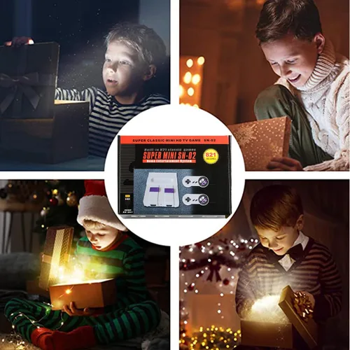 Vista 6 de Super Retro Game Console, Classic Retro Game System Built-in 821 Games and 2 Controllers, HDMI Output, Plug and Play 8-Bit Vintage Entertainment