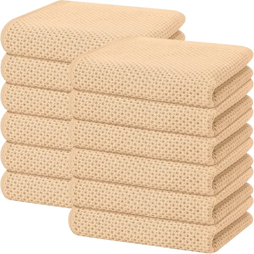Vista 371 de Homaxy Paños de cocina de 100% algodón con tejido de gofre, ultra suaves, absorbentes, de secado rápido, 12 x 12 pulgadas, paquete de 6, amarillo