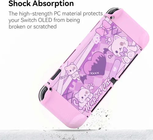 Vista 3 de GeekShare Funda protectora delgada compatible con Nintendo Switch OLED y Joy-Con - Absorción de golpes y arañazos - Muppet Cat