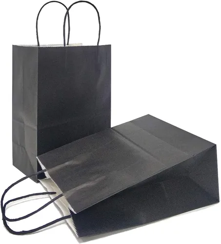 Vista 62 de AZOWA Bolsas de regalo Mini bolsas de papel kraft con asas (4 x 2.4 x 6 pulgadas, negras, 25 unidades)