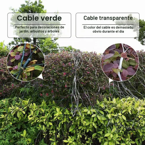 Vista 3 de 360 luces LED de red de Navidad de 12 x 5 pies, 8 modos impermeables con temporizador, luces de malla conectables de bajo voltaje para árboles Blanco